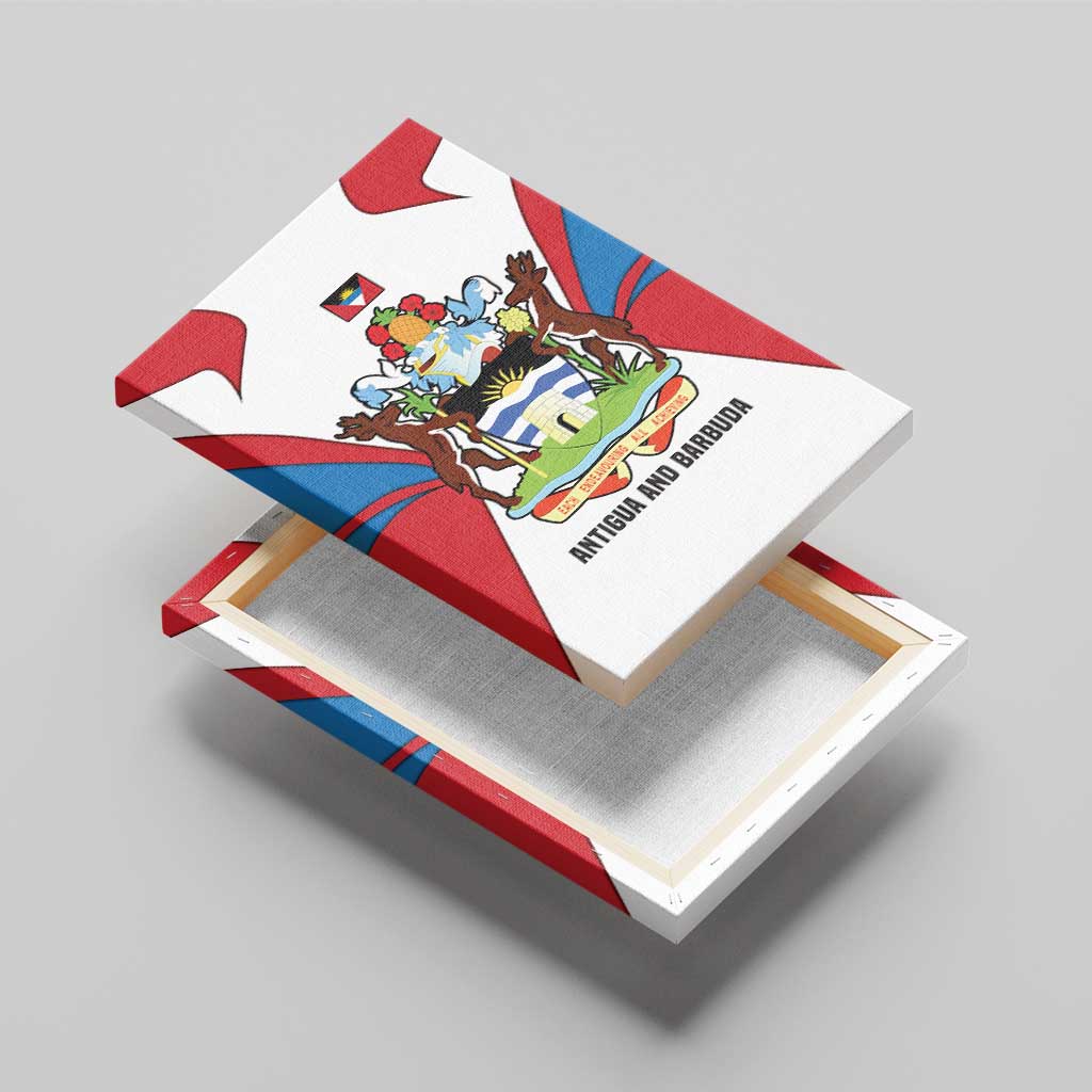 Antigua and Barbuda Flag Canvas Wall Art with National Coat of Arms - Wonder Print Shop