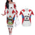 Antigua and Barbuda Flag Couples Matching Off The Shoulder Long Sleeve Dress and Hawaiian Shirt with National Coat of Arms - Wonder Print Shop
