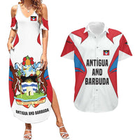 Antigua and Barbuda Flag Couples Matching Summer Maxi Dress and Hawaiian Shirt with National Coat of Arms - Wonder Print Shop