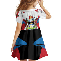 Antigua and Barbuda Flag Family Matching Off The Shoulder Long Sleeve Dress and Hawaiian Shirt with National Coat of Arms - Wonder Print Shop