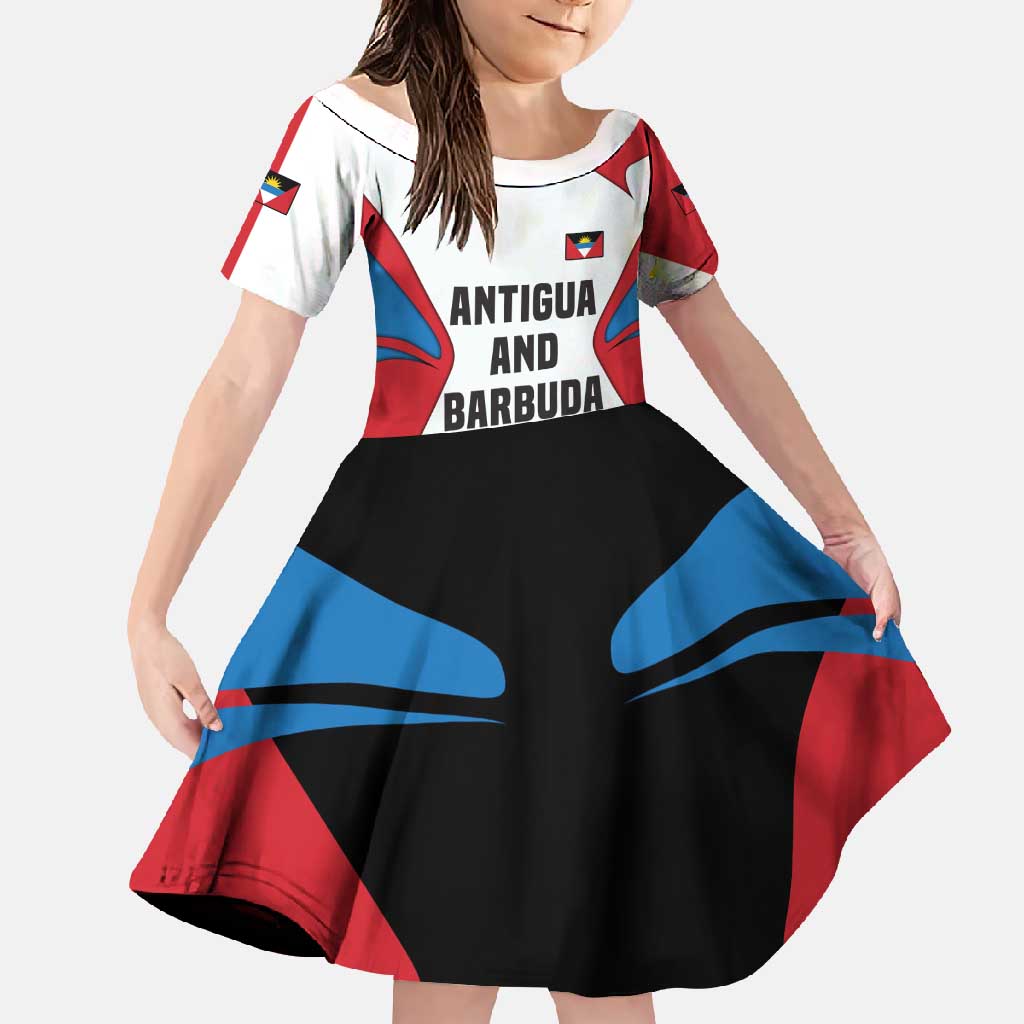 Antigua and Barbuda Flag Family Matching Off Shoulder Maxi Dress and Hawaiian Shirt with National Coat of Arms - Wonder Print Shop