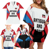 Antigua and Barbuda Flag Family Matching Off Shoulder Short Dress and Hawaiian Shirt with National Coat of Arms - Wonder Print Shop