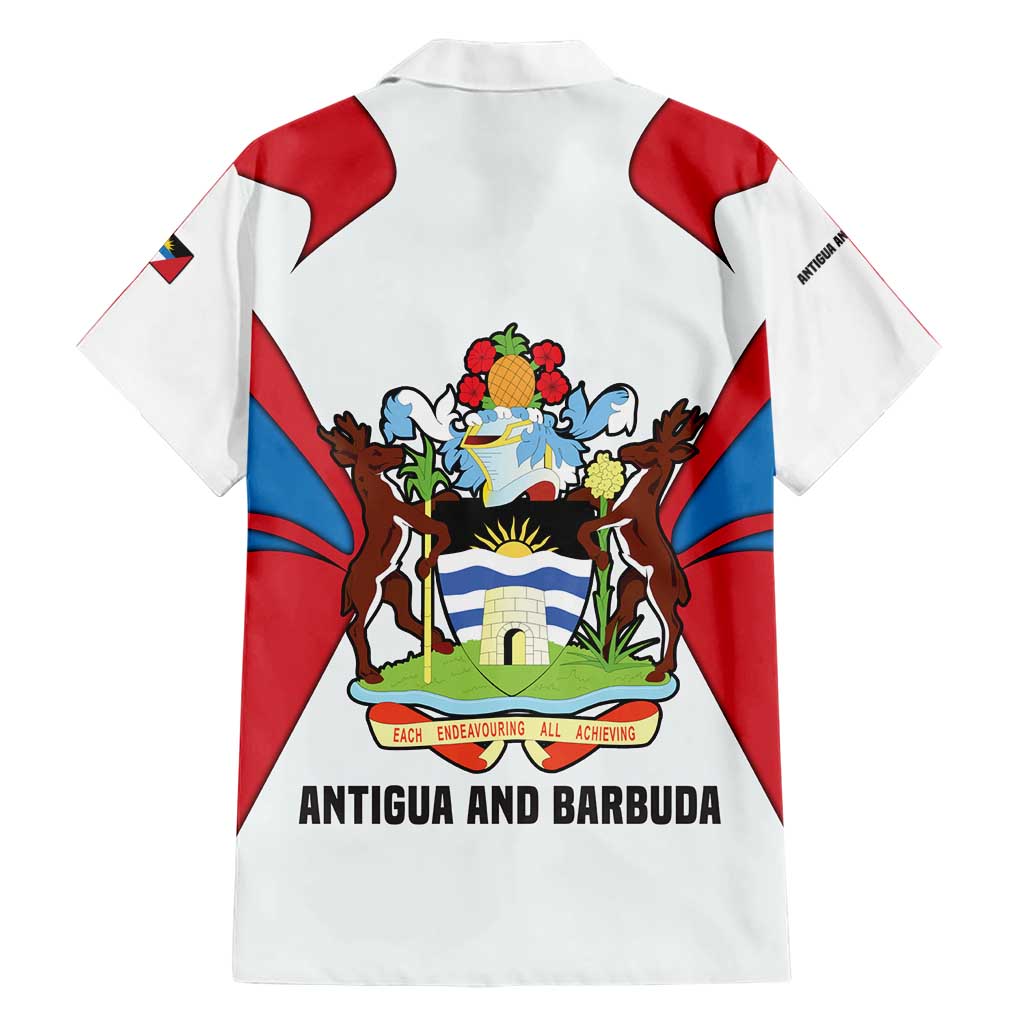 Antigua and Barbuda Flag Family Matching Short Sleeve Bodycon Dress and Hawaiian Shirt with National Coat of Arms - Wonder Print Shop