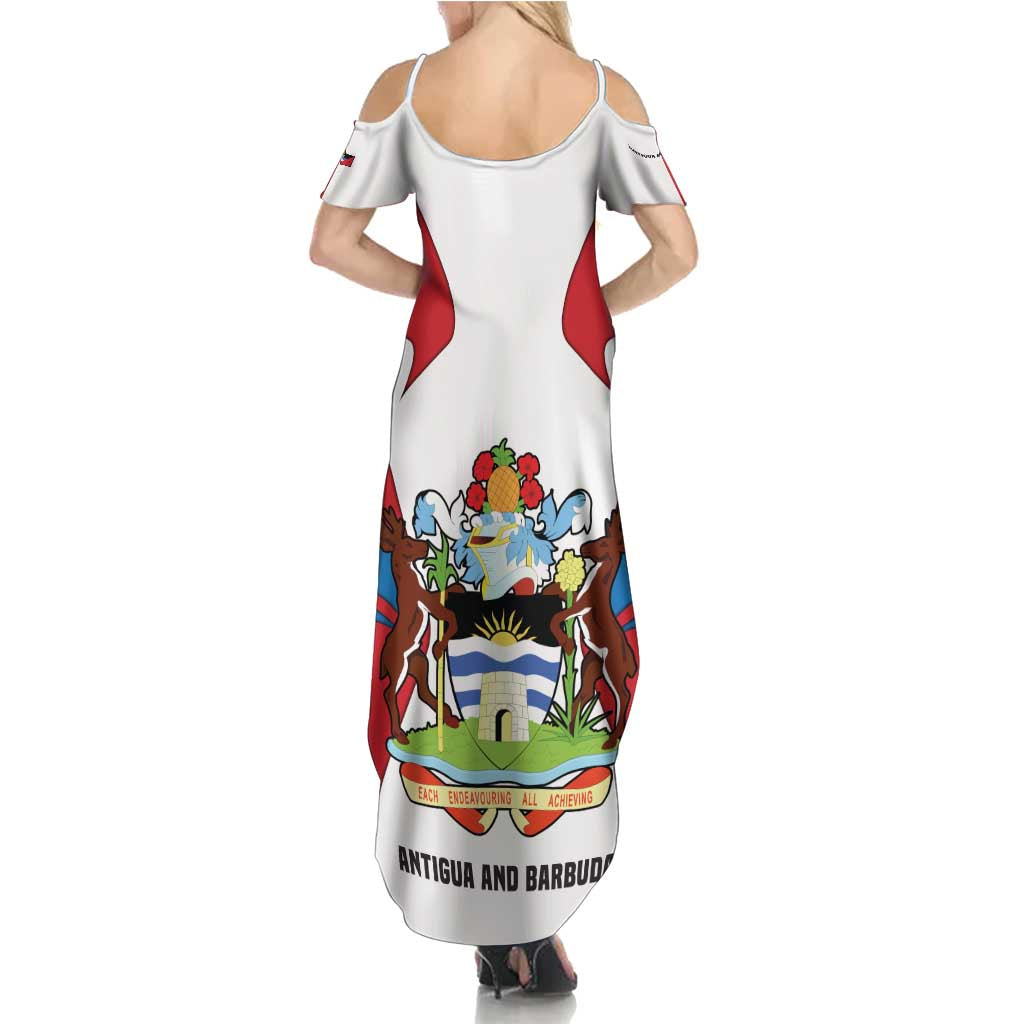 Antigua and Barbuda Flag Family Matching Summer Maxi Dress and Hawaiian Shirt with National Coat of Arms - Wonder Print Shop