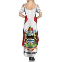 Antigua and Barbuda Flag Family Matching Summer Maxi Dress and Hawaiian Shirt with National Coat of Arms - Wonder Print Shop