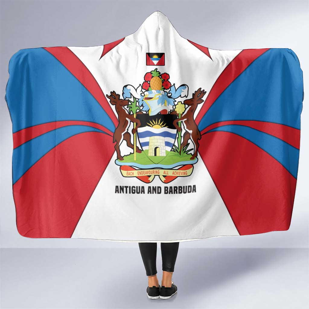 Antigua and Barbuda Flag Hooded Blanket with National Coat of Arms - Wonder Print Shop