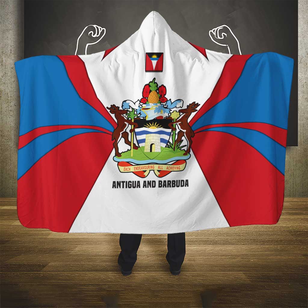 Antigua and Barbuda Flag Hooded Blanket with National Coat of Arms - Wonder Print Shop