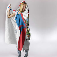 Antigua and Barbuda Flag Hooded Blanket with National Coat of Arms - Wonder Print Shop