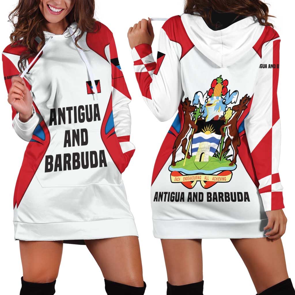 Antigua and Barbuda Flag Hoodie Dress with National Coat of Arms - Wonder Print Shop
