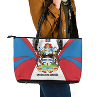 Antigua and Barbuda Flag Leather Tote Bag with National Coat of Arms - Wonder Print Shop