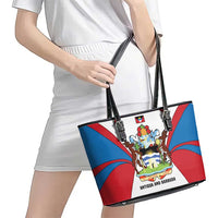 Antigua and Barbuda Flag Leather Tote Bag with National Coat of Arms - Wonder Print Shop