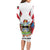 Antigua and Barbuda Flag Long Sleeve Bodycon Dress with National Coat of Arms - Wonder Print Shop