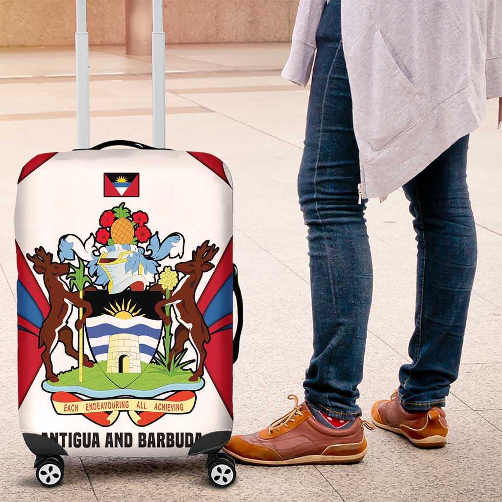 Antigua and Barbuda Flag Luggage Cover with National Coat of Arms - Wonder Print Shop