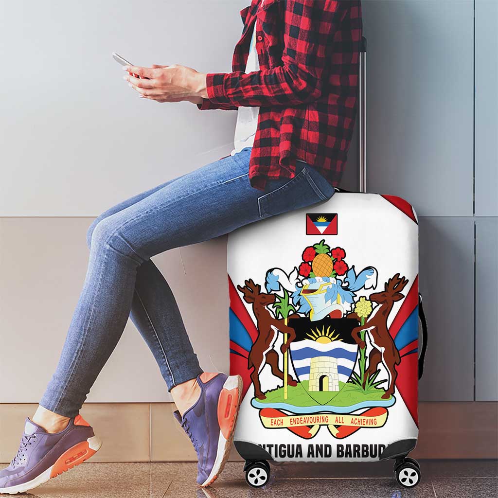 Antigua and Barbuda Flag Luggage Cover with National Coat of Arms - Wonder Print Shop