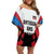 Antigua and Barbuda Flag Off Shoulder Short Dress with National Coat of Arms - Wonder Print Shop