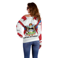 Antigua and Barbuda Flag Off Shoulder Sweater with National Coat of Arms - Wonder Print Shop