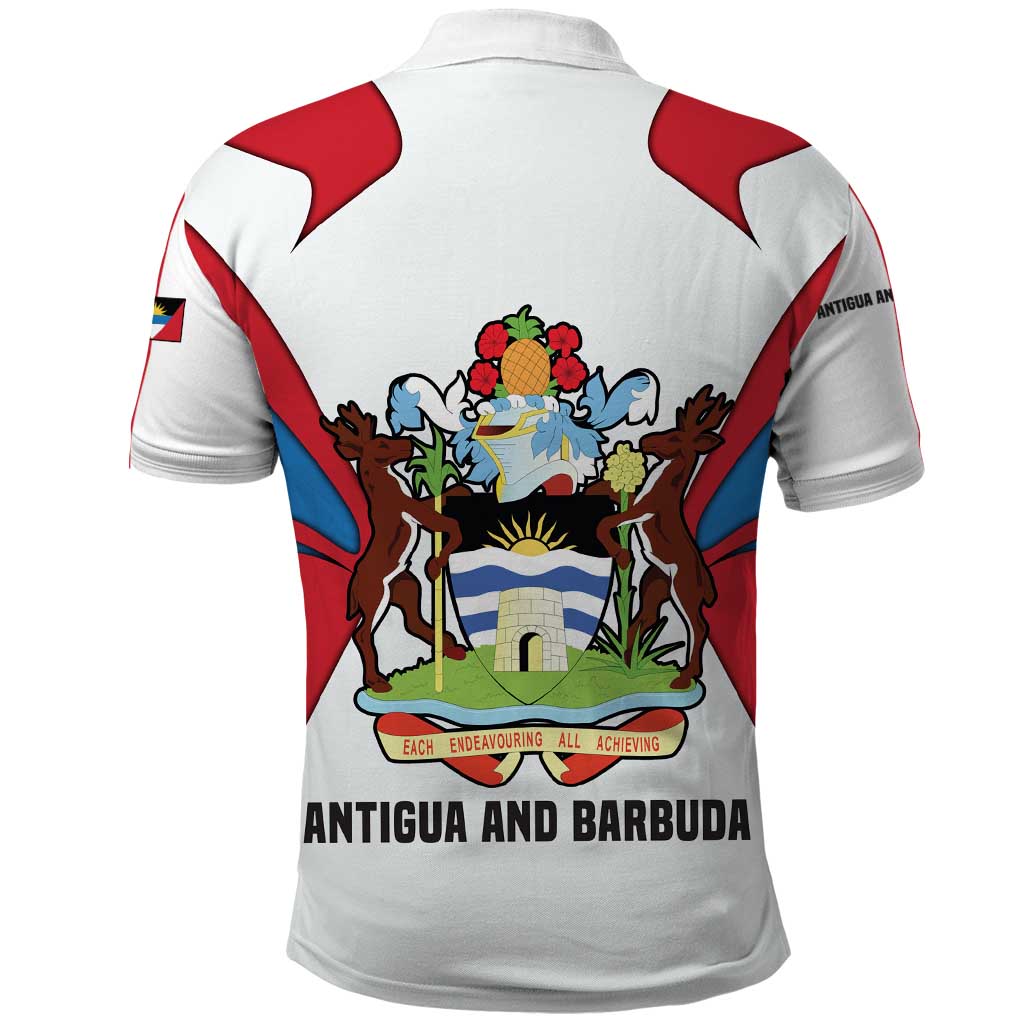 Antigua and Barbuda Flag Polo Shirt with National Coat of Arms - Wonder Print Shop