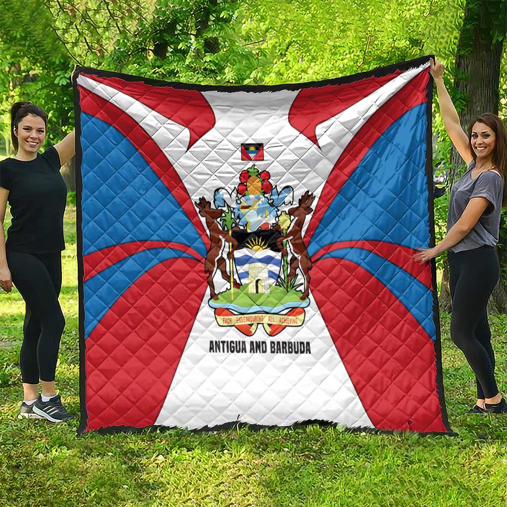 Antigua and Barbuda Flag Quilt with National Coat of Arms - Wonder Print Shop