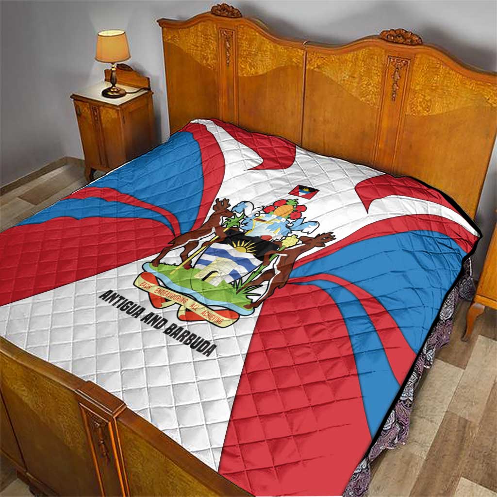 Antigua and Barbuda Flag Quilt with National Coat of Arms - Wonder Print Shop