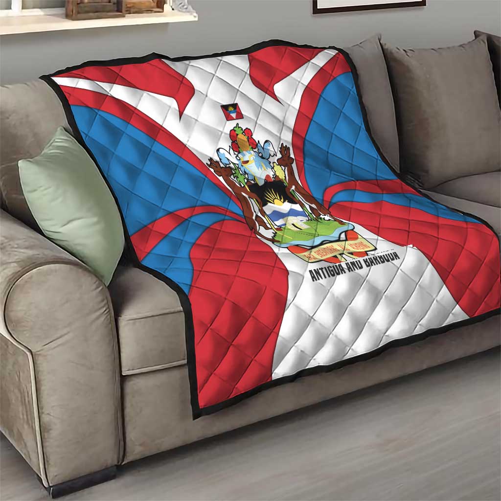 Antigua and Barbuda Flag Quilt with National Coat of Arms - Wonder Print Shop