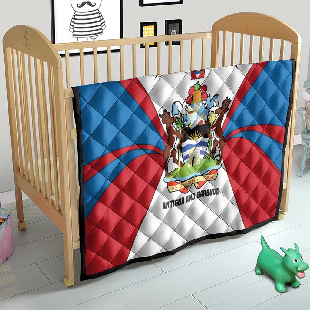 Antigua and Barbuda Flag Quilt with National Coat of Arms - Wonder Print Shop