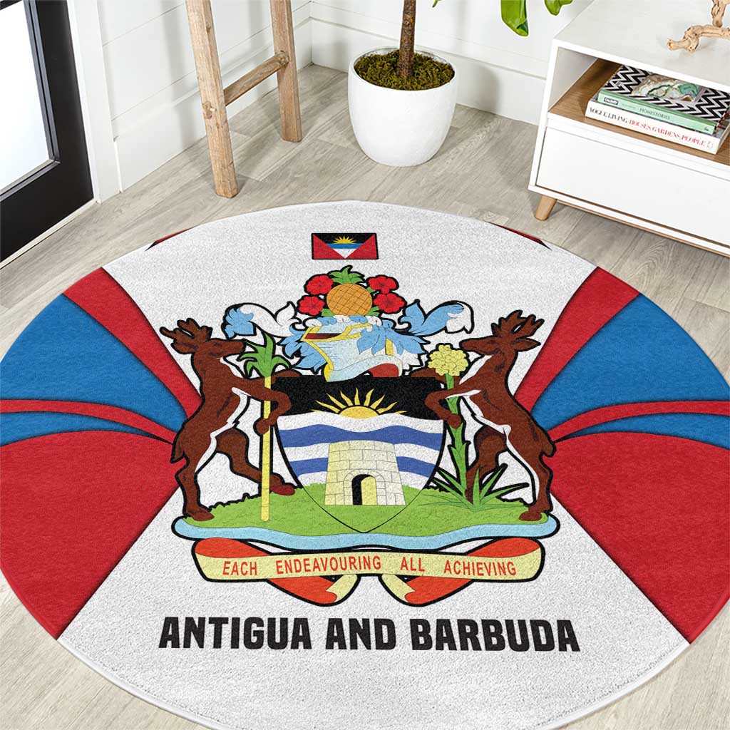 Antigua and Barbuda Flag Round Carpet with National Coat of Arms - Wonder Print Shop