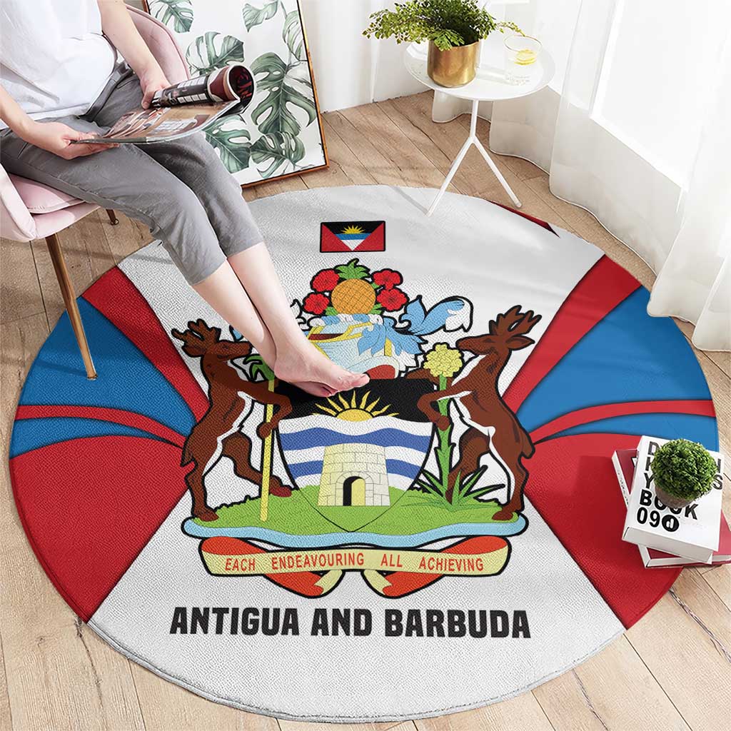 Antigua and Barbuda Flag Round Carpet with National Coat of Arms - Wonder Print Shop