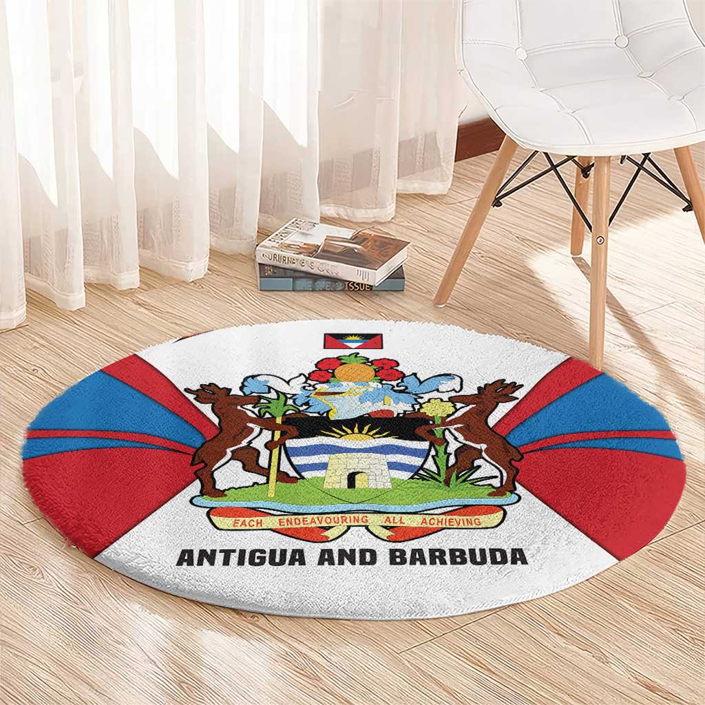 Antigua and Barbuda Flag Round Carpet with National Coat of Arms - Wonder Print Shop