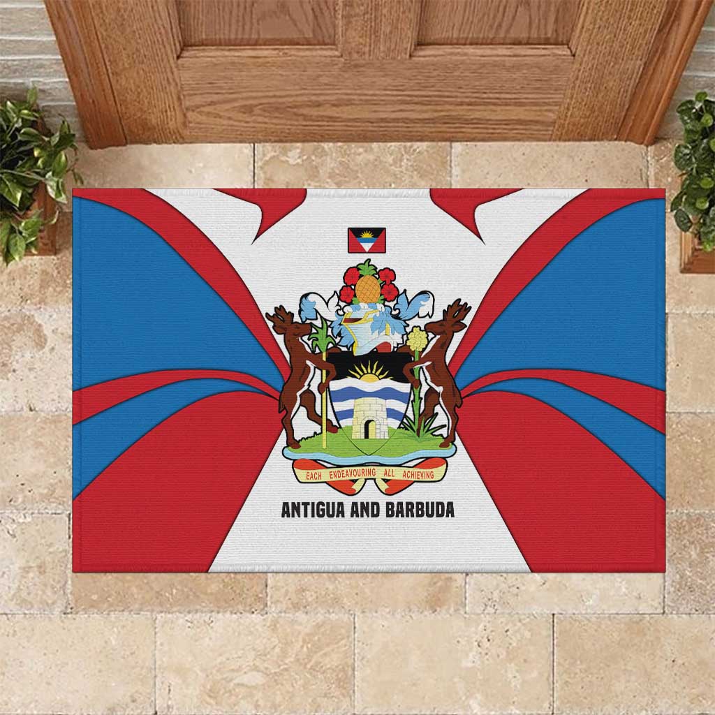 Antigua and Barbuda Flag Rubber Doormat with National Coat of Arms - Wonder Print Shop
