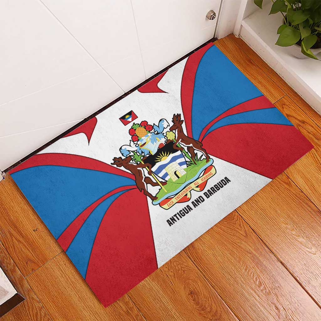 Antigua and Barbuda Flag Rubber Doormat with National Coat of Arms - Wonder Print Shop