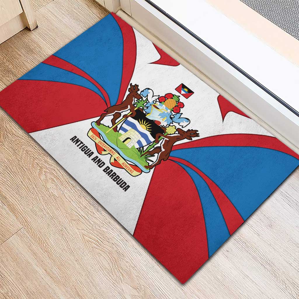 Antigua and Barbuda Flag Rubber Doormat with National Coat of Arms - Wonder Print Shop