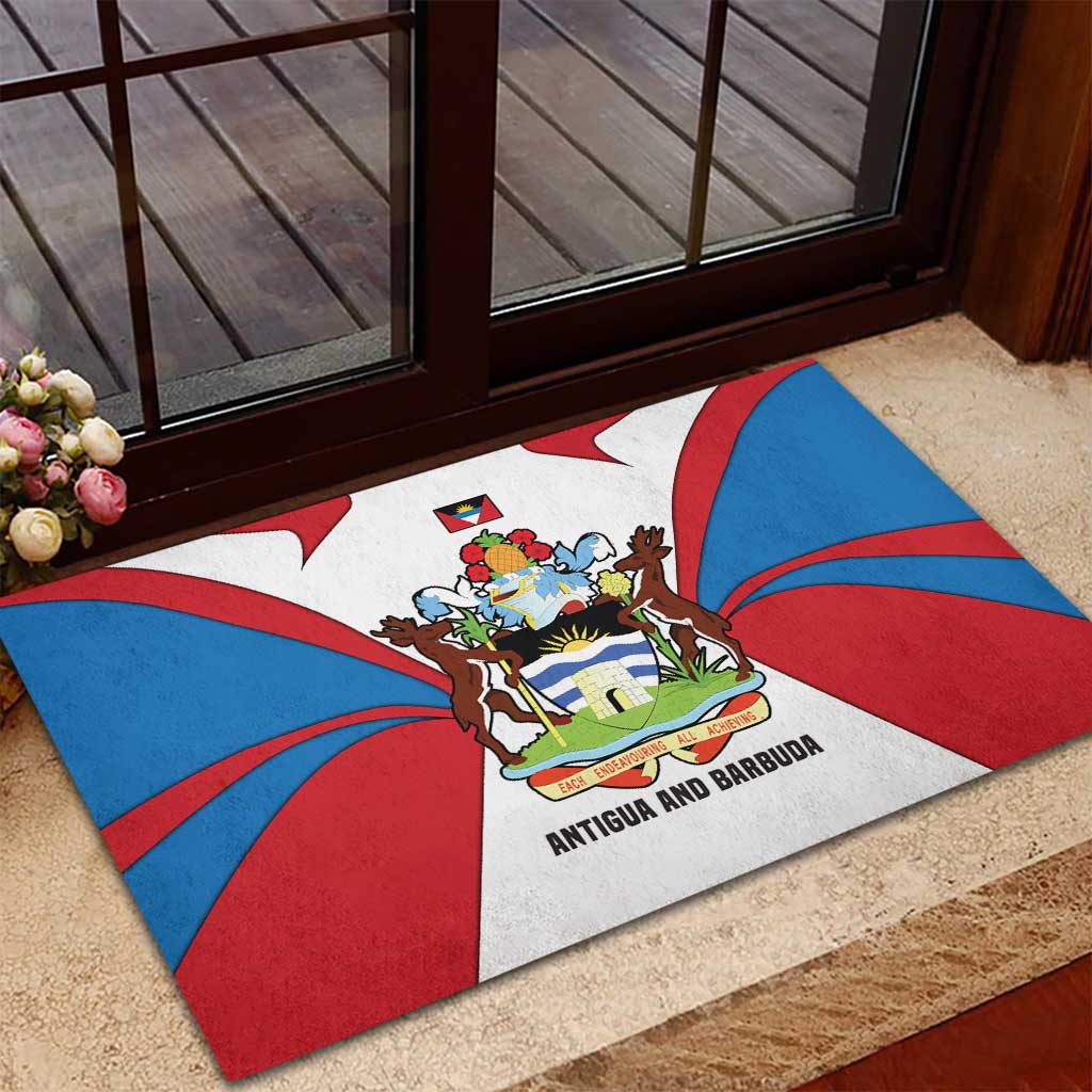 Antigua and Barbuda Flag Rubber Doormat with National Coat of Arms - Wonder Print Shop