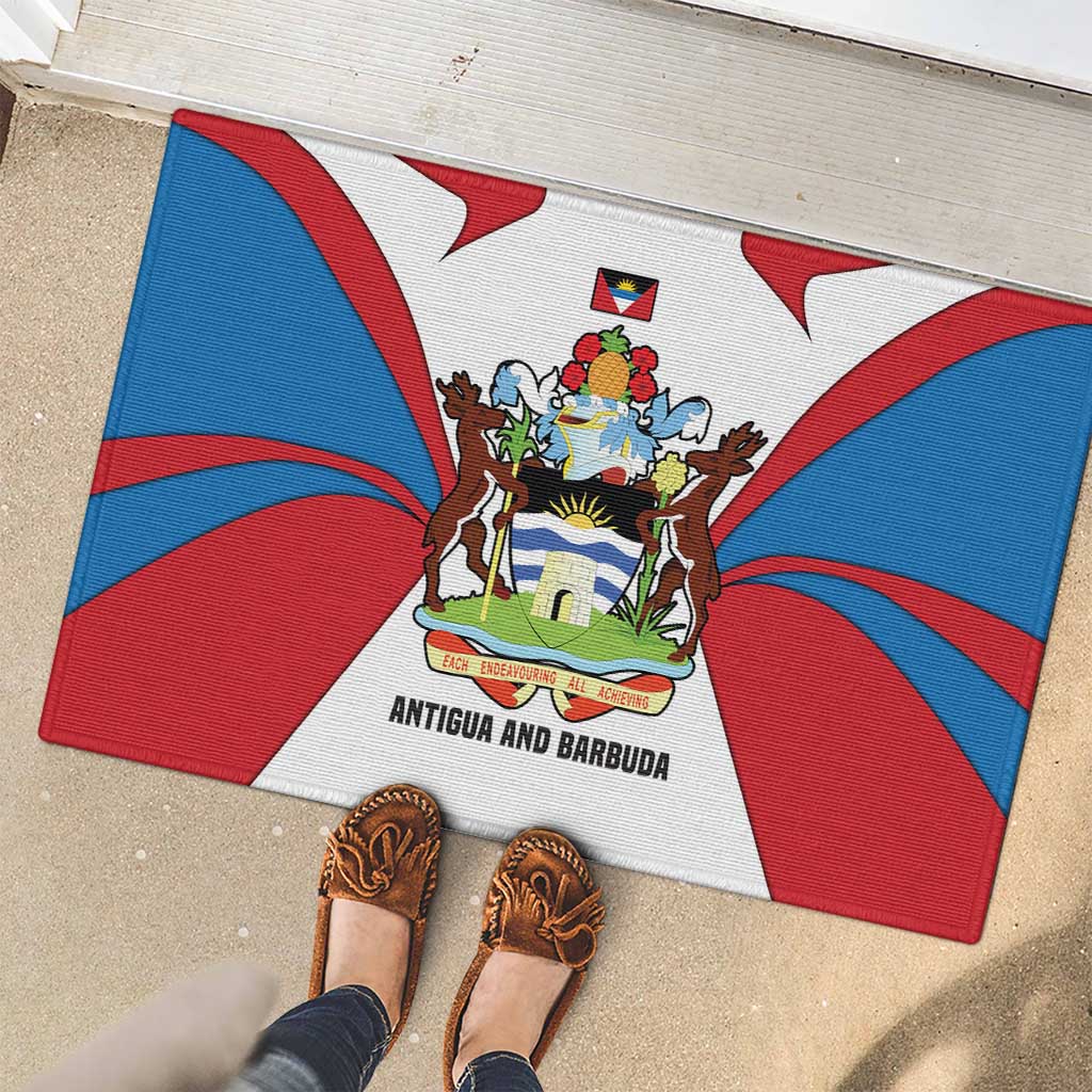 Antigua and Barbuda Flag Rubber Doormat with National Coat of Arms - Wonder Print Shop
