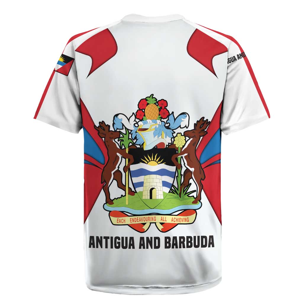 Antigua and Barbuda Flag Rugby Jersey with National Coat of Arms - Wonder Print Shop
