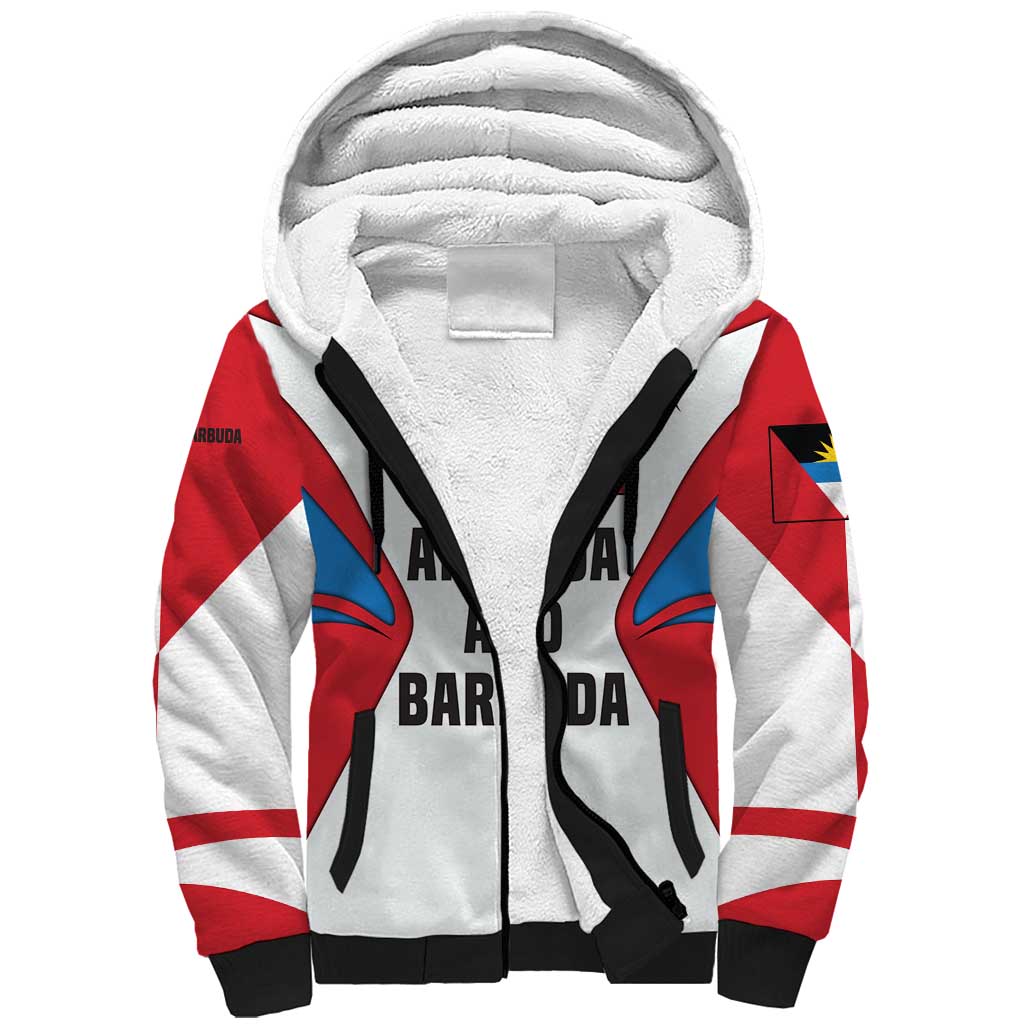Antigua and Barbuda Flag Sherpa Hoodie with National Coat of Arms - Wonder Print Shop