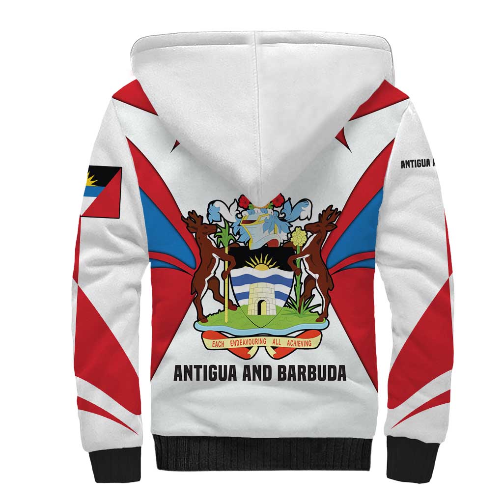 Antigua and Barbuda Flag Sherpa Hoodie with National Coat of Arms - Wonder Print Shop