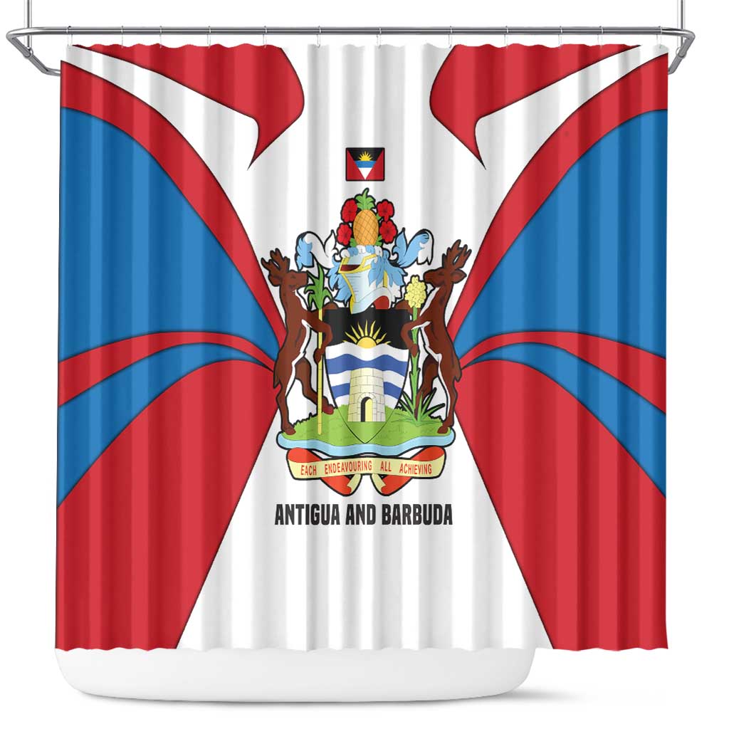 Antigua and Barbuda Flag Shower Curtain with National Coat of Arms - Wonder Print Shop