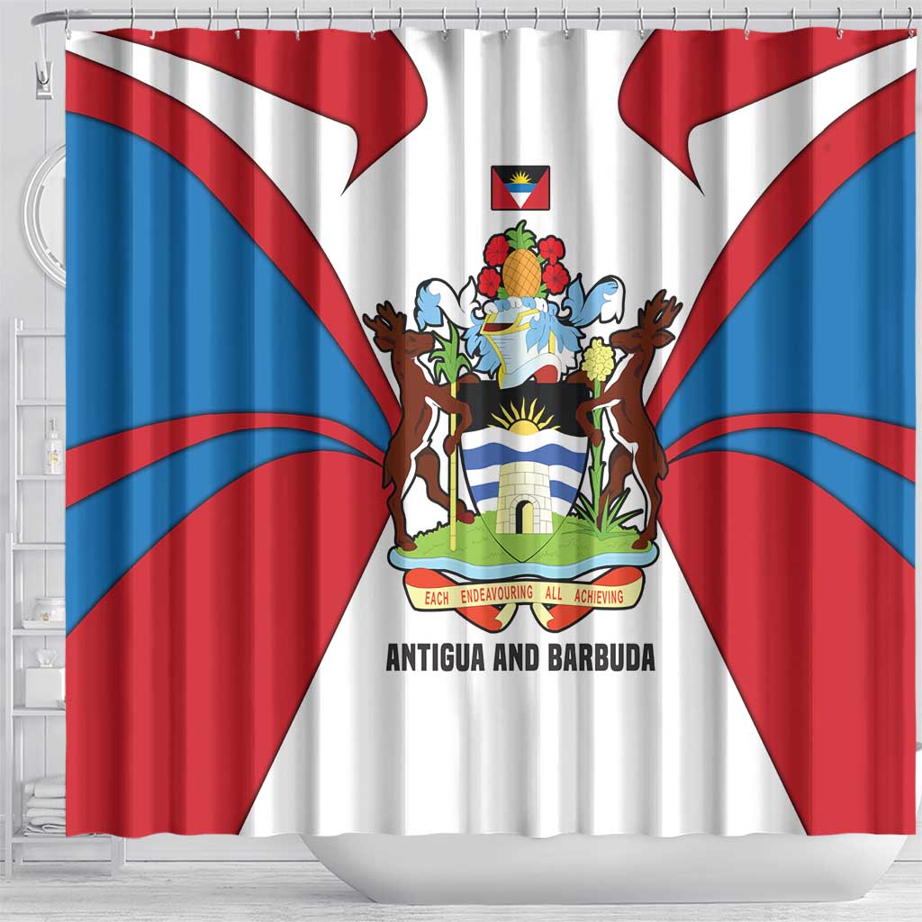 Antigua and Barbuda Flag Shower Curtain with National Coat of Arms - Wonder Print Shop