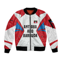 Antigua and Barbuda Flag Sleeve Zip Bomber Jacket with National Coat of Arms - Wonder Print Shop