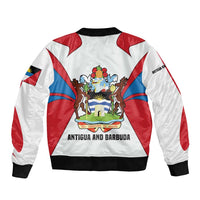 Antigua and Barbuda Flag Sleeve Zip Bomber Jacket with National Coat of Arms - Wonder Print Shop