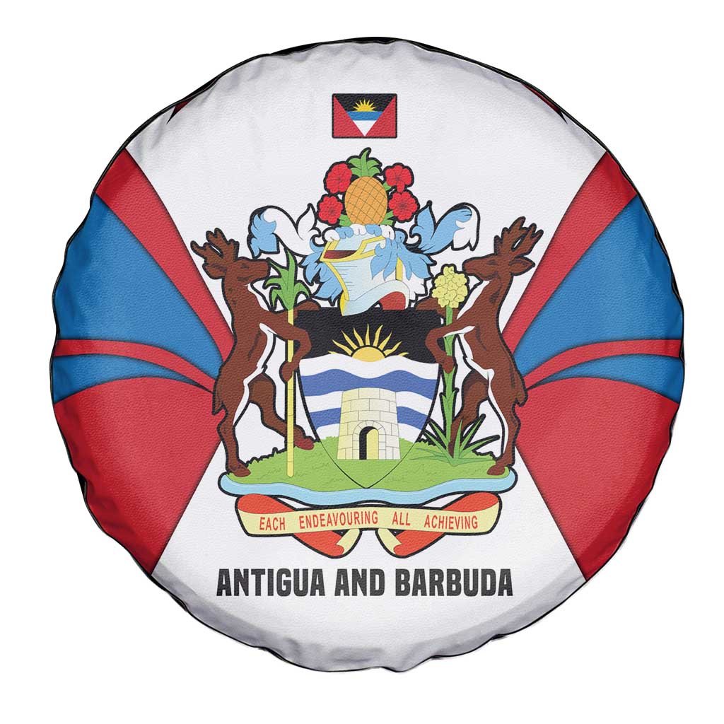 Antigua and Barbuda Flag Spare Tire Cover with National Coat of Arms - Wonder Print Shop