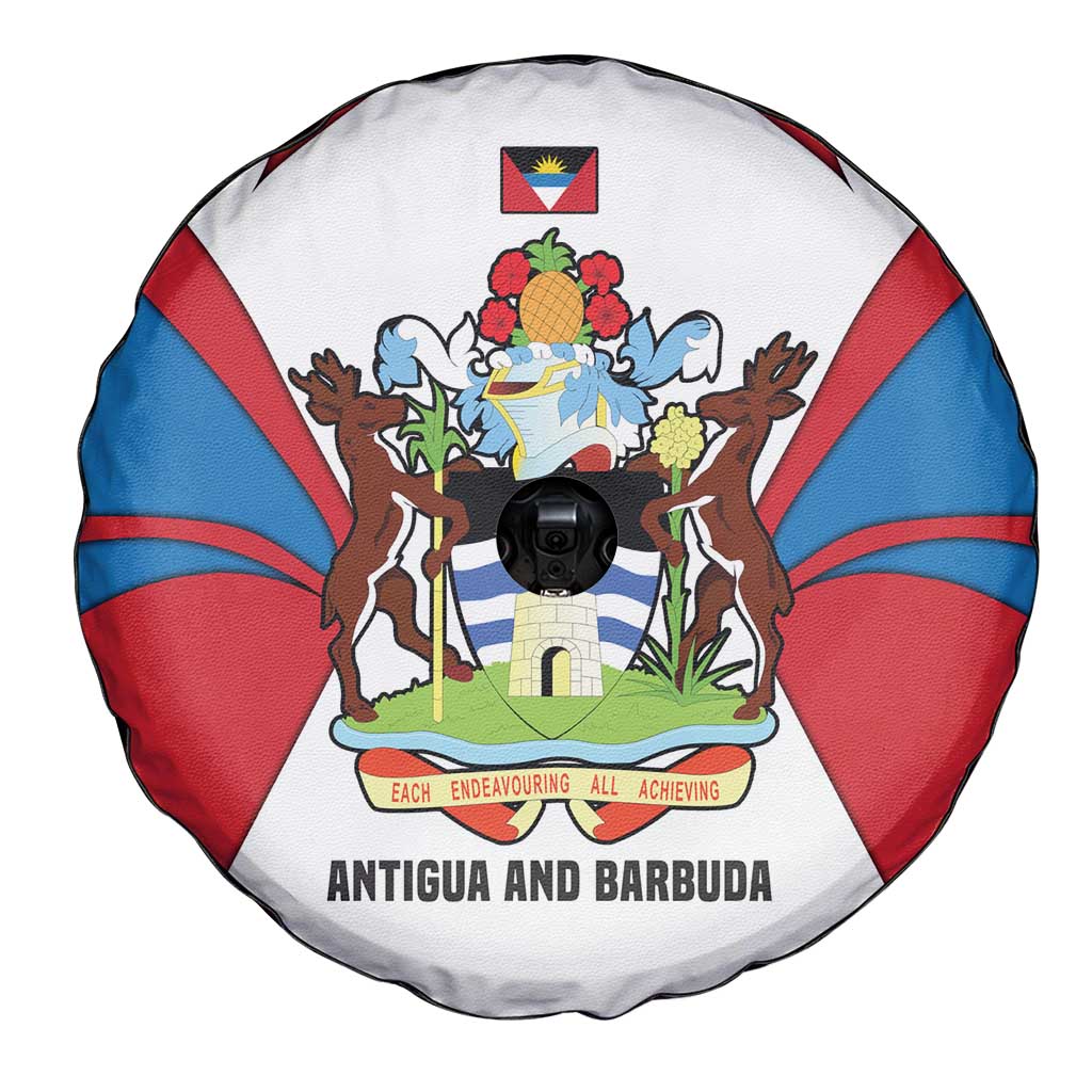 Antigua and Barbuda Flag Spare Tire Cover with National Coat of Arms - Wonder Print Shop