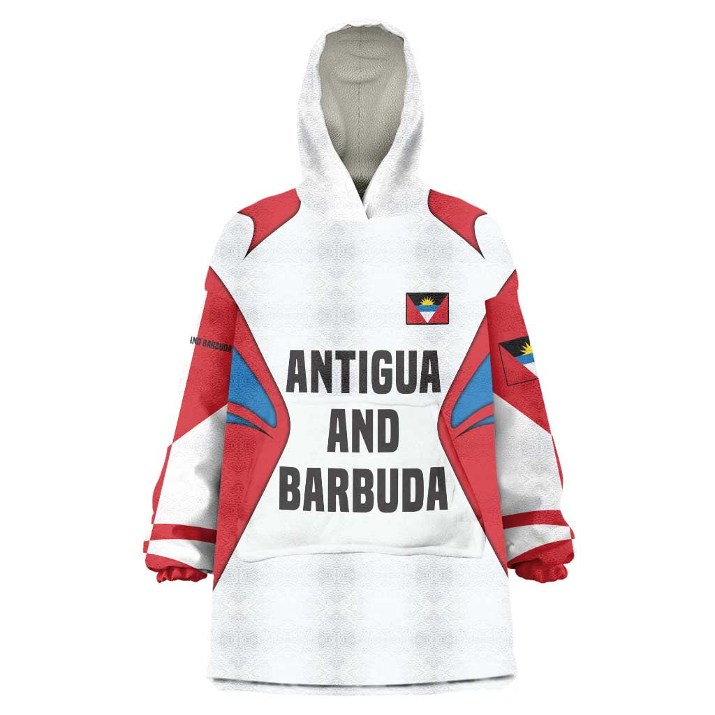 Antigua and Barbuda Flag Wearable Blanket Hoodie with National Coat of Arms - Wonder Print Shop