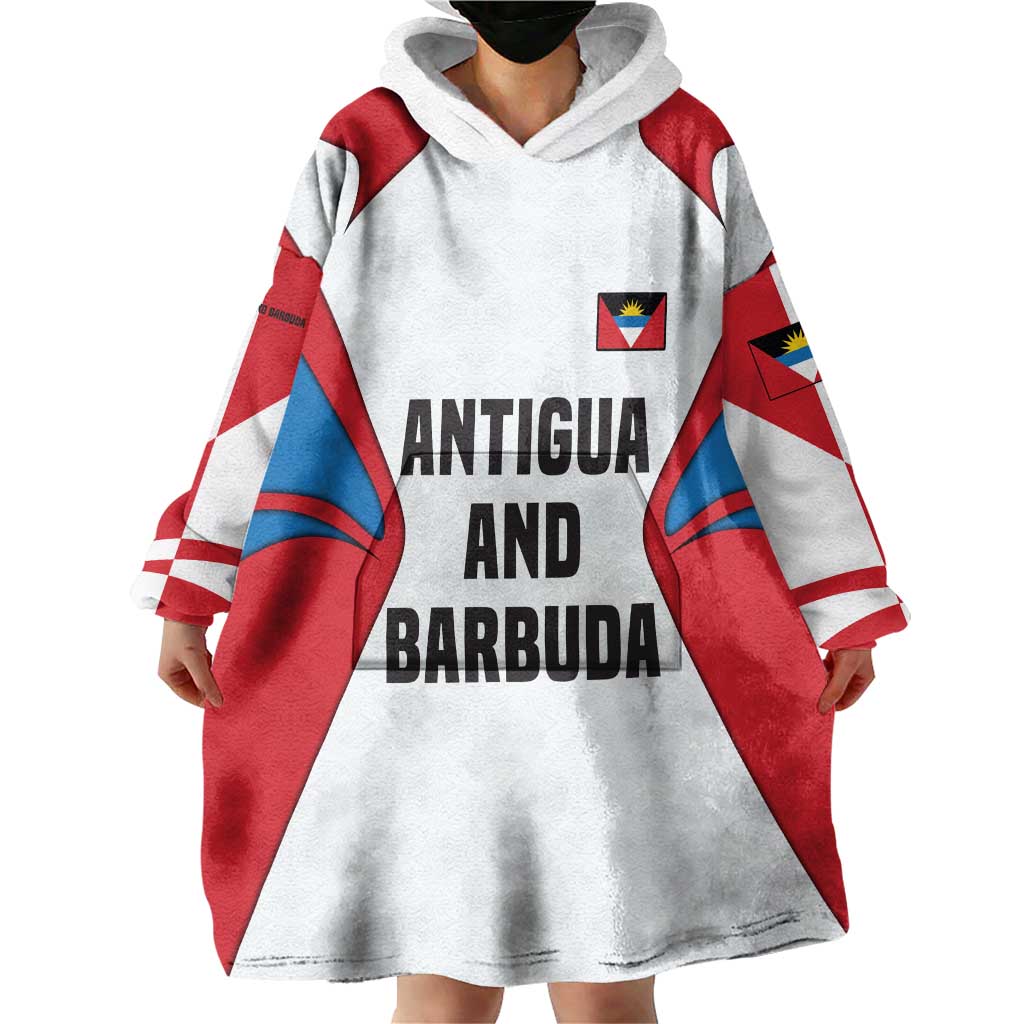 Antigua and Barbuda Flag Wearable Blanket Hoodie with National Coat of Arms - Wonder Print Shop