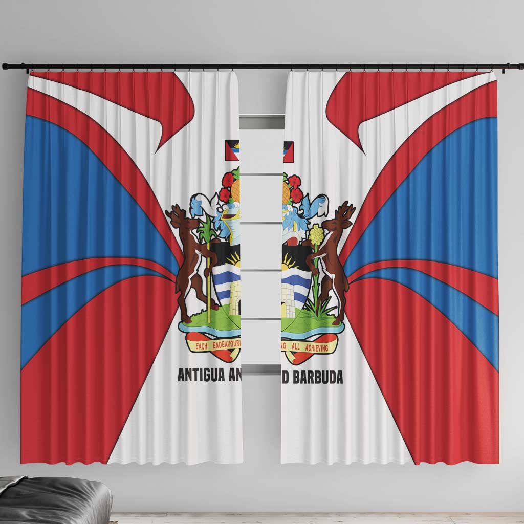 Antigua and Barbuda Flag Window Curtain with National Coat of Arms - Wonder Print Shop