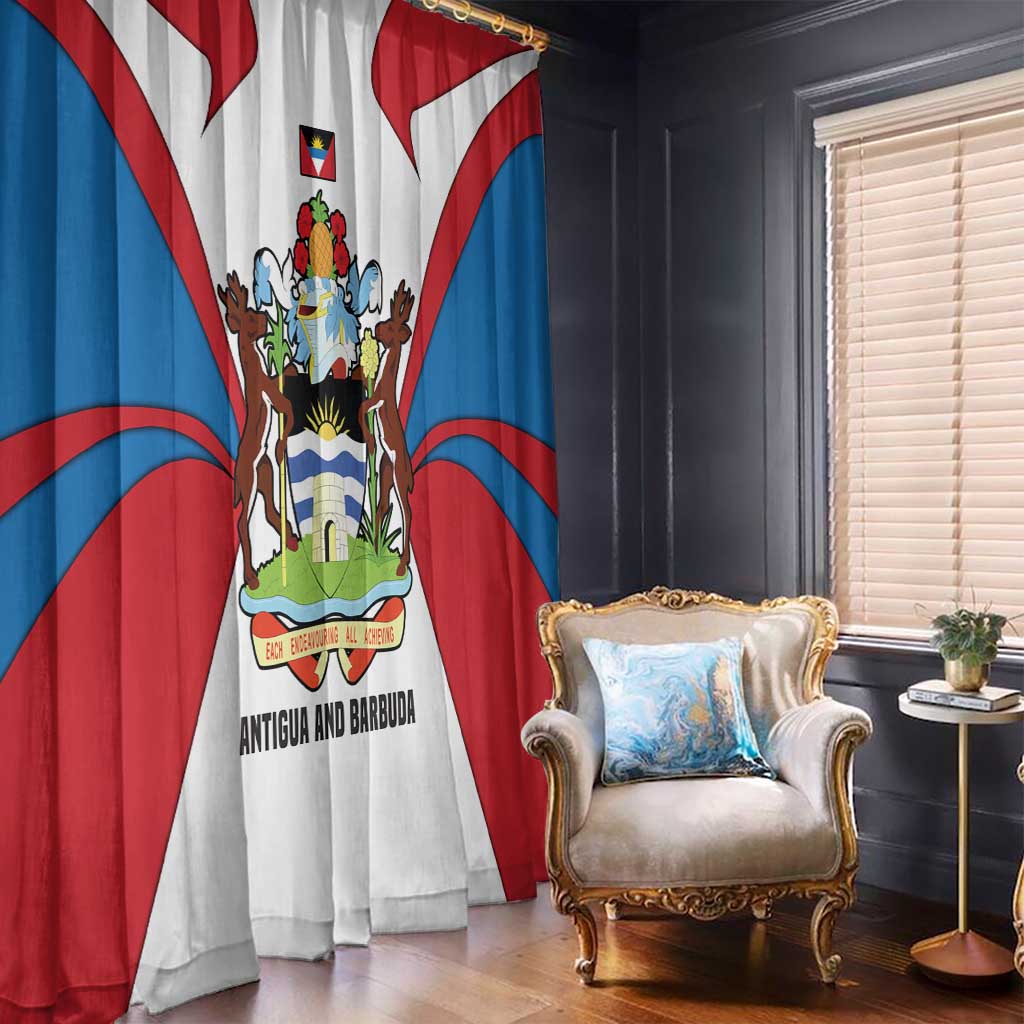 Antigua and Barbuda Flag Window Curtain with National Coat of Arms - Wonder Print Shop