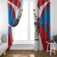 Antigua and Barbuda Flag Window Curtain with National Coat of Arms - Wonder Print Shop