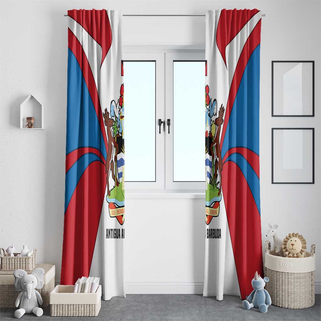 Antigua and Barbuda Flag Window Curtain with National Coat of Arms - Wonder Print Shop