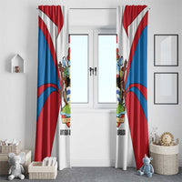 Antigua and Barbuda Flag Window Curtain with National Coat of Arms - Wonder Print Shop