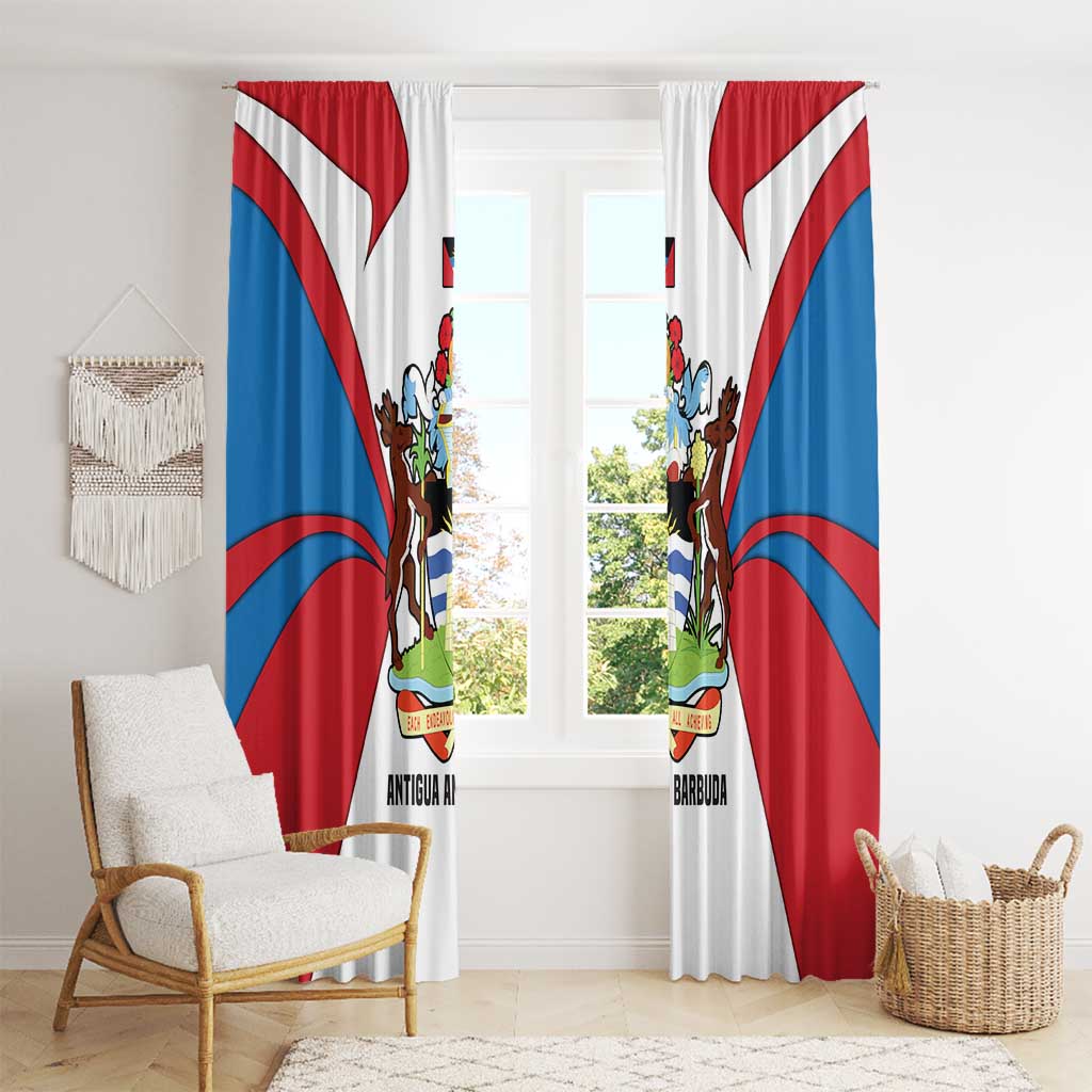 Antigua and Barbuda Flag Window Curtain with National Coat of Arms - Wonder Print Shop
